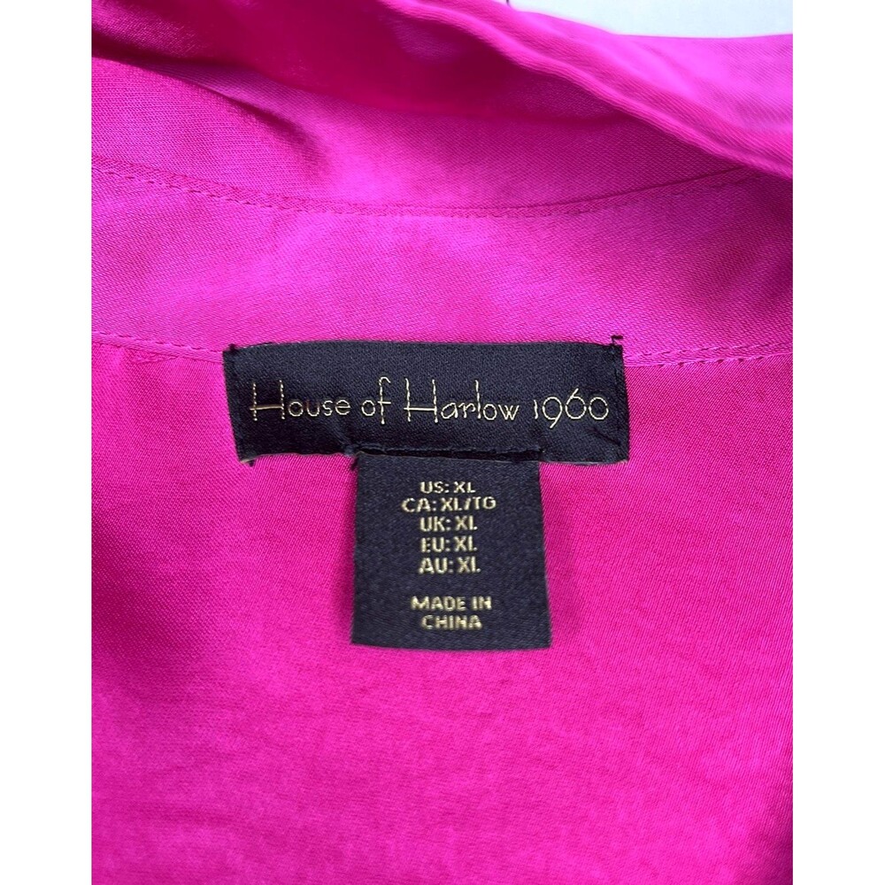 House Of Harlow 1960 Size XL Satin Crop Top Wide Leg Pants Set Hot Pink Stylish - Picture 8 of 16